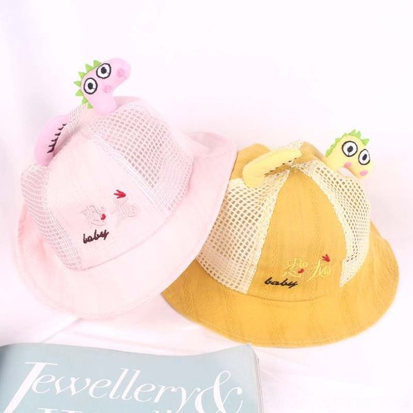 

children's bucket bucket summer new dinosaur mesh fisherman embroidered basin hat sun hat, Blue;gray
