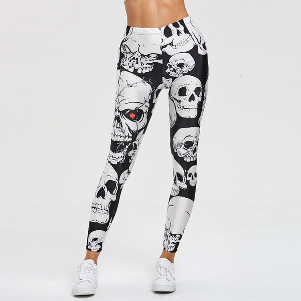 

new push up women leggings skull print skinny slim high waist high fitness gothic pants joggng ladies workout fitness legging t2, Black