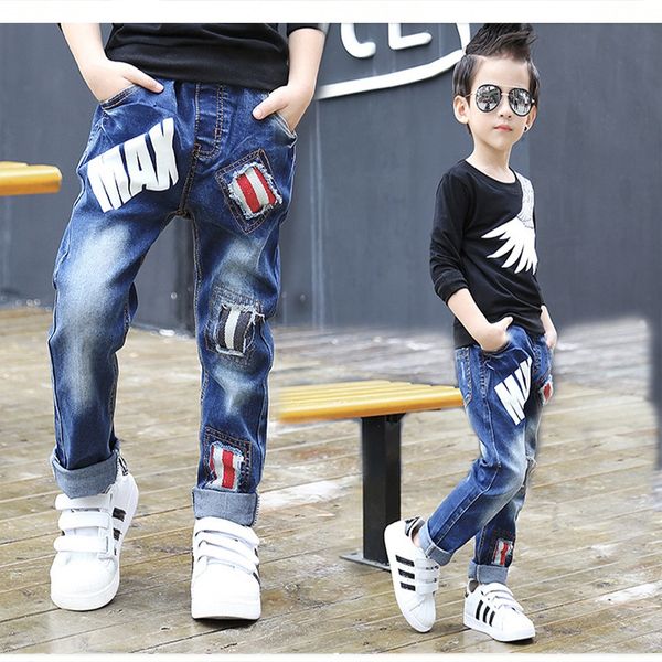 

2019 new spring boys jeans children's pants panty panty ' jeans for medium and large children korean boys' trousers, Blue