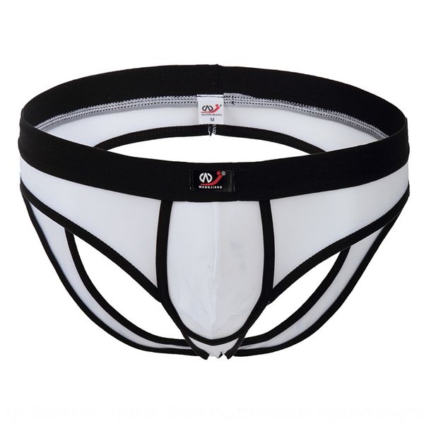 

wj/net handle men's and transparent underwear mesh men's double ding underwear t-shaped pants, Black;white