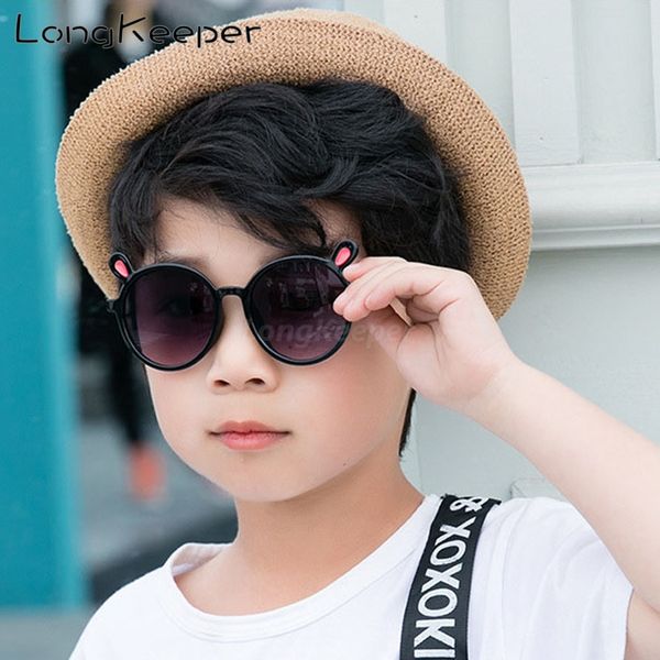 

longkeeper baby ears sunglasses brand designer kids hello-cat sun glasses eyewear uv400 oculos for boys&girls, White;black