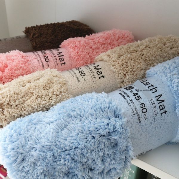 

japanese autumn and winter thickened long fleece plush floor carpet carpet bathroom soft absorbent non-slip door mat foot mat