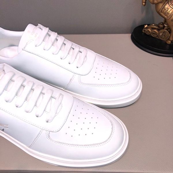 

2019e new men's increased sneakers, trend leather small white shoes, comfortable lace low shoes, original box packaging: 38-44, Black