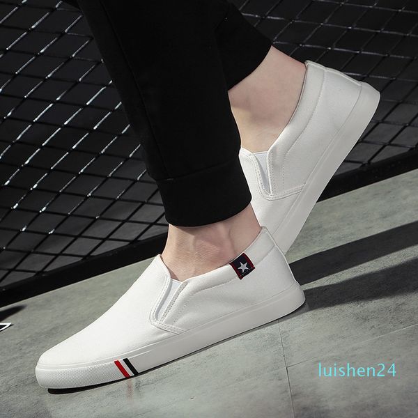 

summer breathable men canvas shoes casual men's loafers slip on soft comfortable outdoor flat lazy shoes male chaussure homme l14, Black