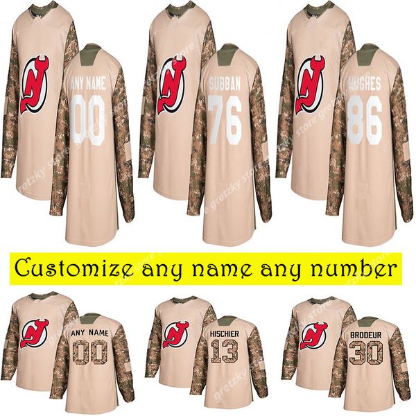 

camo veterans day practice new jersey devils hockey 35 schneider hall palmieri greene customize any number any name authentic hockey jersey, Black;red