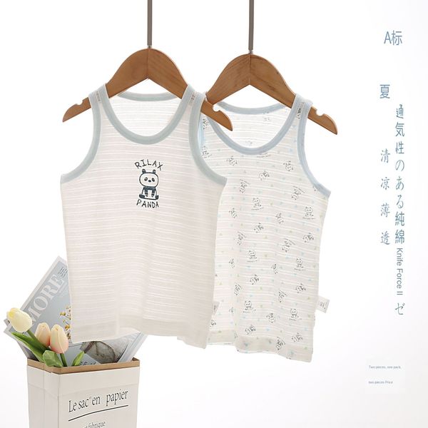 

summer new children's seamless vest bamboo cotton base men's and women's shirt vest shirt baby's sleeveless top, Blue