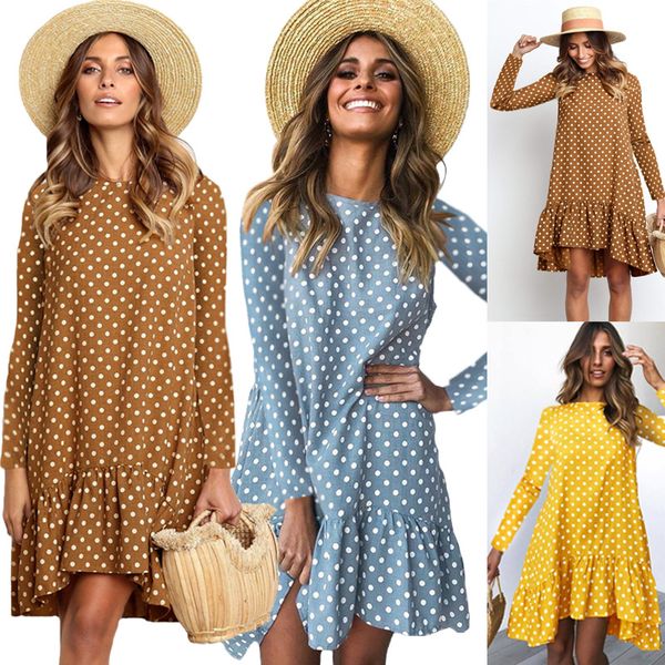

spring autumn dress women wave point dress ruffled o neck long sleeve mini sundress transparent thin beach party vestidos, Black;gray