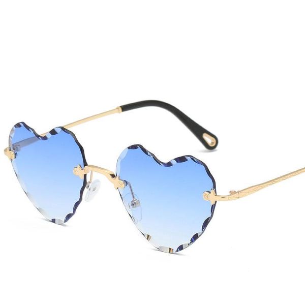

new style love frameless cut hearts sunglasses heart shaped wave sunglasses women's crossover mesh multicolor glasses dr27, White;black