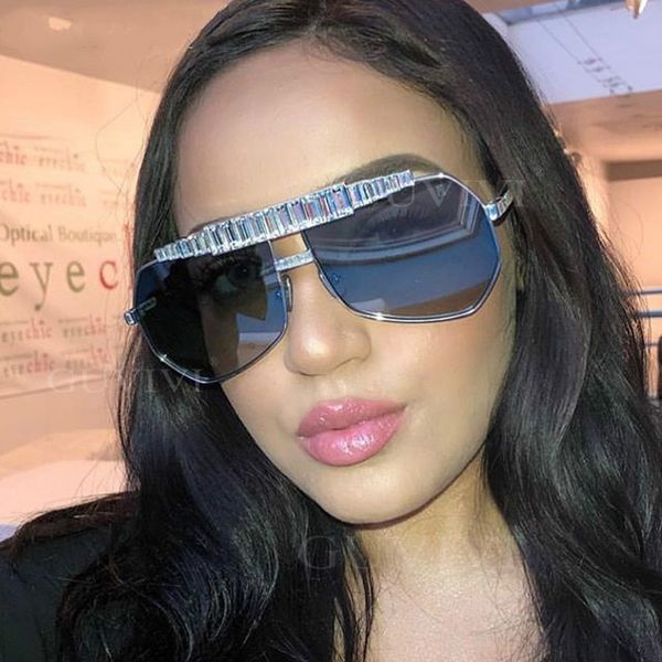 

2020 новый fahsion для женщин pilot steampunk солнцезащитные очки женщин 2020 алмазный rhinestone солнцезащитные очки мужчины панк площади м, White;black