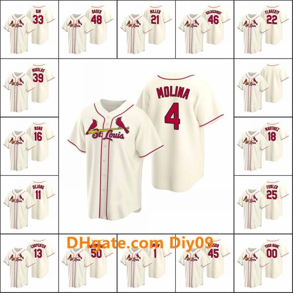 

st.louis cardinals #4 yadier molina 46 paul goldschmidt 50 wainwright men women youth custom cream replica alternate jersey, Black