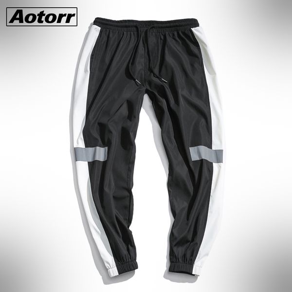 

men's pants 2021 fashion men loose jogging sports sweatpants casual pockets male trousers side stripes hip hop tracksuit bottoms, Black
