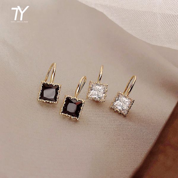 

2020 new fashion women's square gem earrings south korea trend women's jewelry classic small earrings, Silver