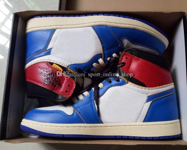 

union la x 1 high og nrg white storm blue varsity red wolf grey basketball shoes outdoor sports shoes with box, White;red