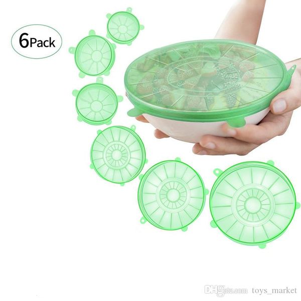 

6pcs/set silicone stretch suction pot lids food grade fresh keeping wrap seal lid pan cover kitchen tools accessories