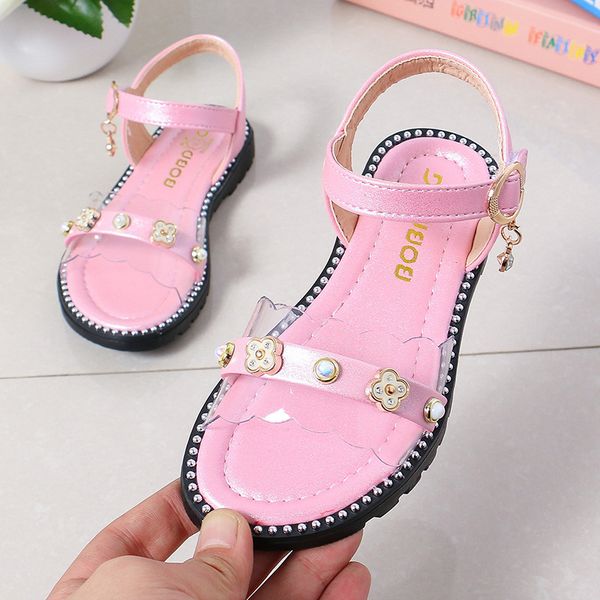 

children's shoes flower sandals for girls 2020 new large summer students for little girls princess shoes  5 6 7 8 9 10 11 12, Black;red