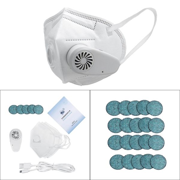 Máscara eletrônica Respirador de ar fresco Respirador elétrico PM2.5 máscara anti-névoa anti-poeira com válvula de respiração