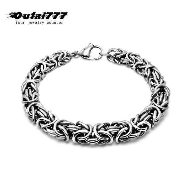 

2020 stainless steel men bracelet on hand link chain charm byzantium gifts for male mens chain link bracelets hip hop rock style, Black