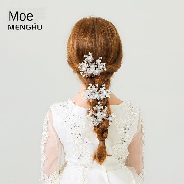 

9qs8z children's hair korean style handmade white pearl hairpin girls' hair curling accessory crystal pearl crystal hair pin head, Slivery;white