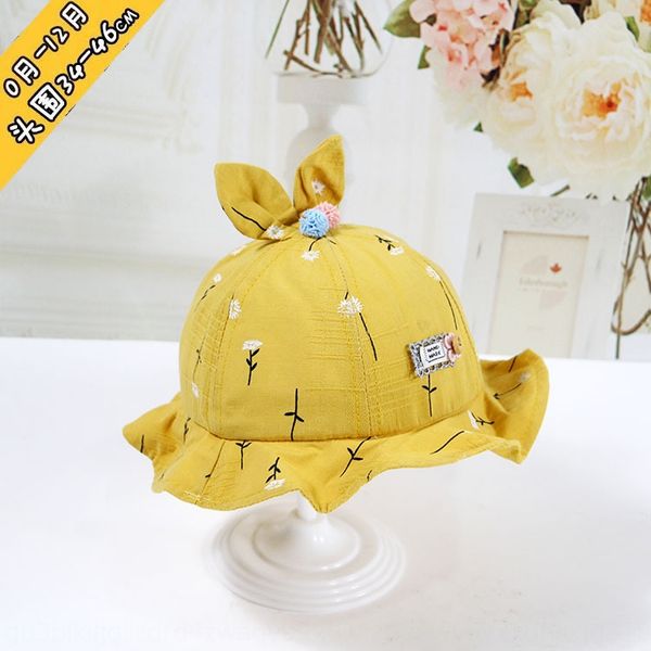 

baby summer fisherman sunscreen new korean fisherman 2019 baby sunscreen hat rabbit ear colored ball sun hat, Blue;gray