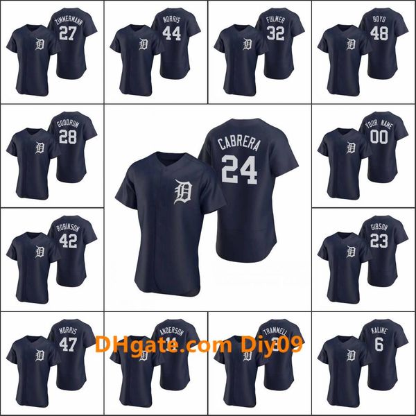 

detroit tigers men #24 miguel cabrera 28 niko goodrum 48 matthew boyd women youth custom navy authentic 2020 alternate jersey, Black