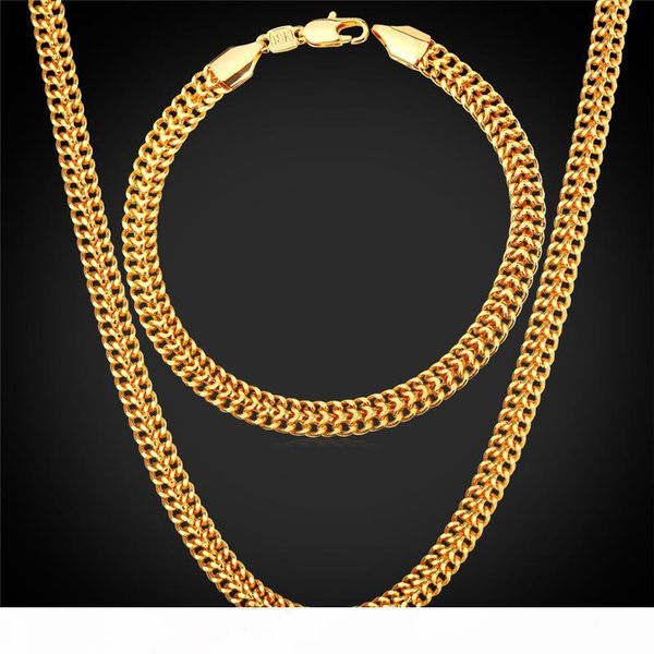 

men's 18k stamp gold chain for men jewelry fancy jewelry design gold plated new fashion chain necklace bracelet set, Silver