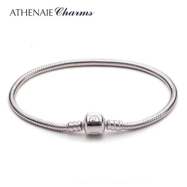 

athenaie 925 sterling silver snake chain bracelet fit european charm bracelet for women diy jewelry making gift sh190925, Golden;silver