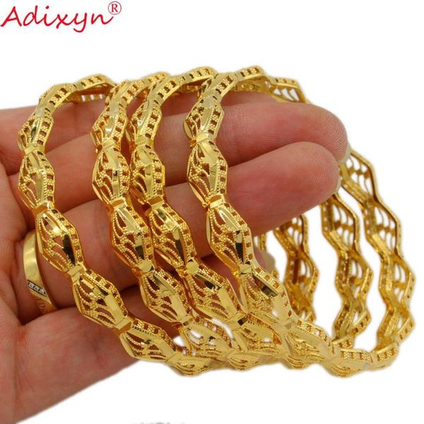 

adixyn 4pcs/lot arab middle east dubai bangle bracelet for women gold color copper jewelry african wedding party gifts n071039, Black