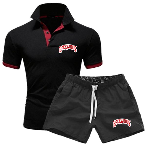 

2020 designer new fashion men shirtstracksuit summer men's suit t-shirt + shorts stand collar tide brand letter printing sportswear, Gray