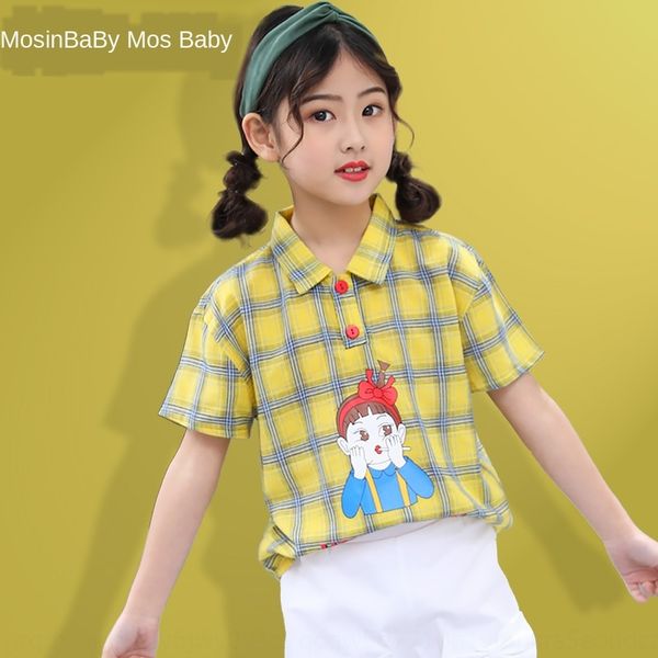 

new girls short-sleeved plaid girlsprinted new girlssummer short-sleeved plaid shirt girlsprinted summer shirt, White;black