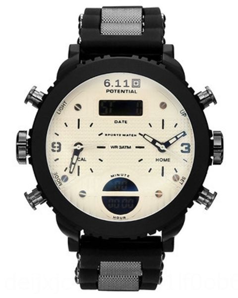 

6.11 silicone tape multi-functional three-movement outdoor men's electronic sports waterproof silicone watch luminous watch luminous, Blue