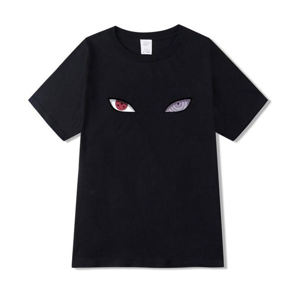 

2020 new arrival harajuku anime t shirt naruto uchiha uzumaki hatake eyes printing o-neck t-shirt fashion streetwear tshirt, White;black