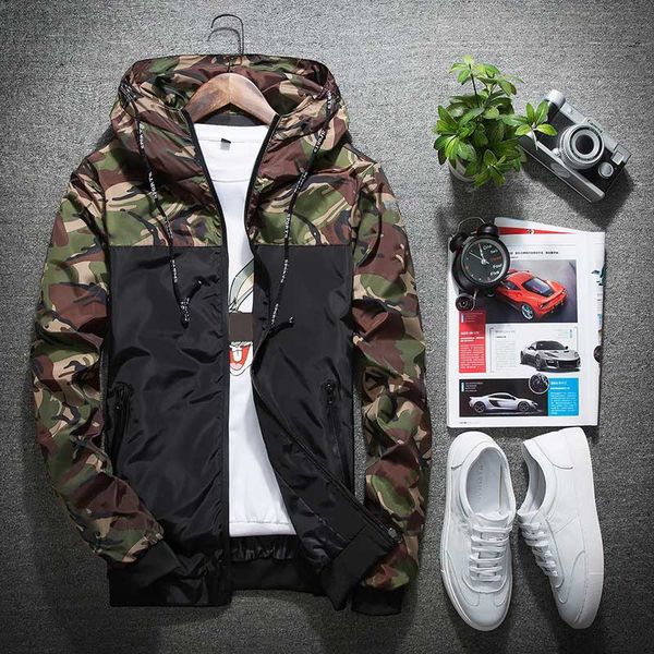 

2020 summer camouflage sunscreen windbreaker jacket korean style tactical casual skin outwear wind breaker male coat, Black;brown