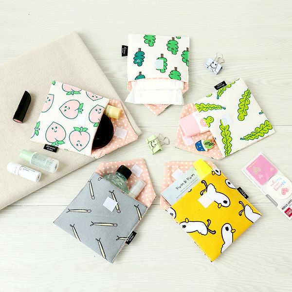 

girls cartoon cotton cosmetic bags for sanitary napkin storage bag sanitary pads package bags jewelry organizer