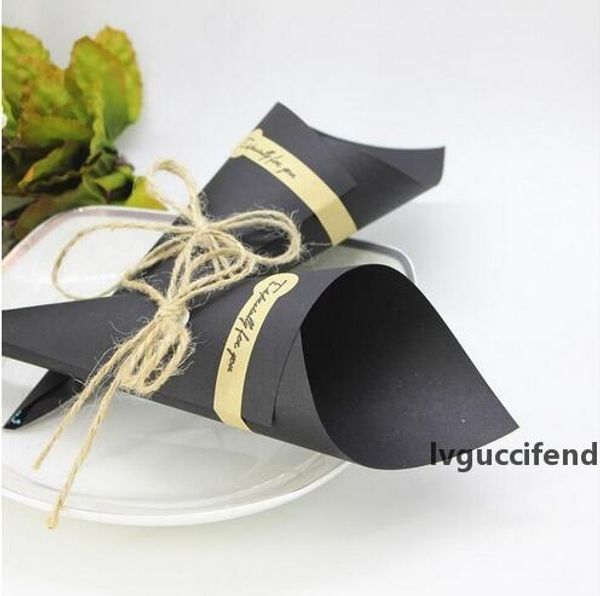 

wedding favors flower cones holder ice cream style diy brown/black kraft paper candy boxes gift box party wedding decor 100pcs
