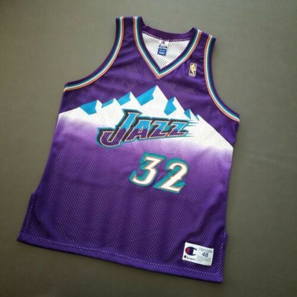 

100% stitched karl malone vintage champion 96 97 jersey size xs-5xl mens throwbacks basketball jerseys, Gray