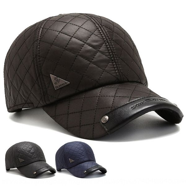 

r6jie season round middle-aged warm baseball cap and elderly cotton hat men' plush thickened cap windproof and cold-proof warm basebal, Blue;gray