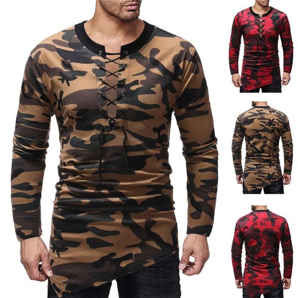 

sleeve o-neck slim sports mens casual spring homme tees summer camouflage tshirts for man drawstring long, White;black