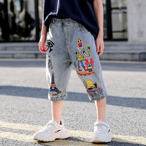 

jq9a5 boys' cropped summer 2020 new korean style shorts panty panty pants thin medium and large children's pants fashionable child, Blue