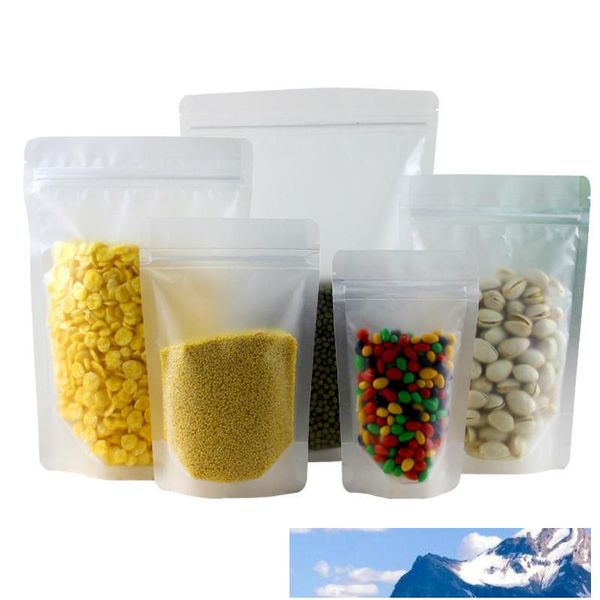 Frosted Clear Plastic Zip Lock Packing Bag Stand Up Pouch Wiederverschließbarer Doypack Zipper Food Coffee Storage Verpackungsbeutel