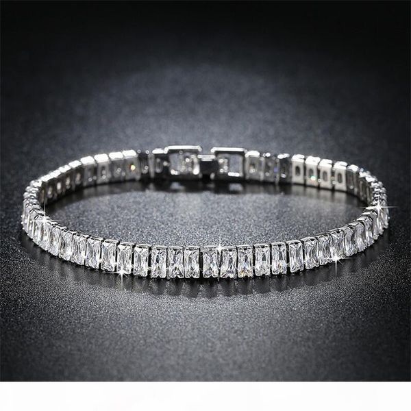 

stunning new arrival unique luxury jewelry 18k white gold fill full princess cut white z cz diamond gemstones women bracelet gift, Golden;silver