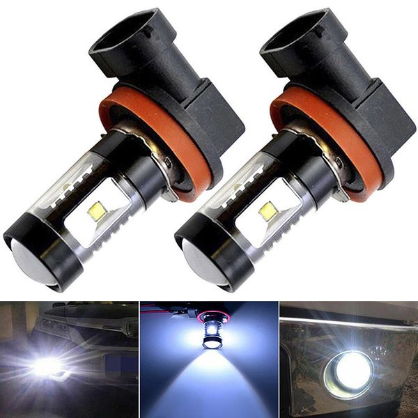 

2x h8 h11 h16 6000k white 100w high power led fog light driving bulb