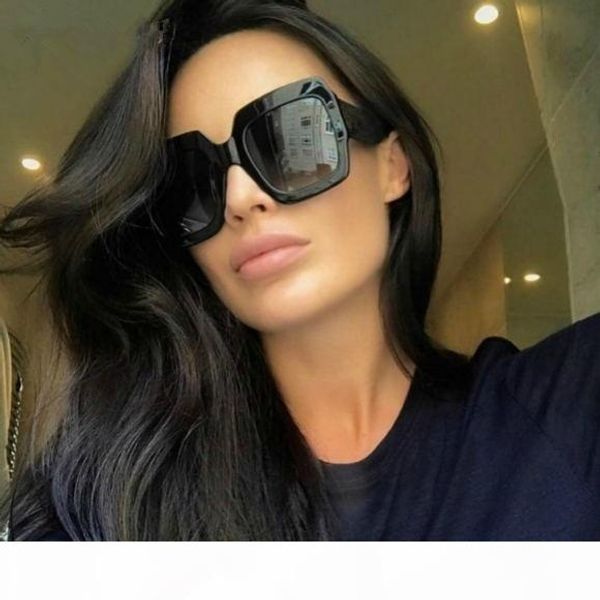 

083s 008 54mm oversized square black women sunglasses new with tags box mixed color glittered gradient oversized square sunglasses, White;black