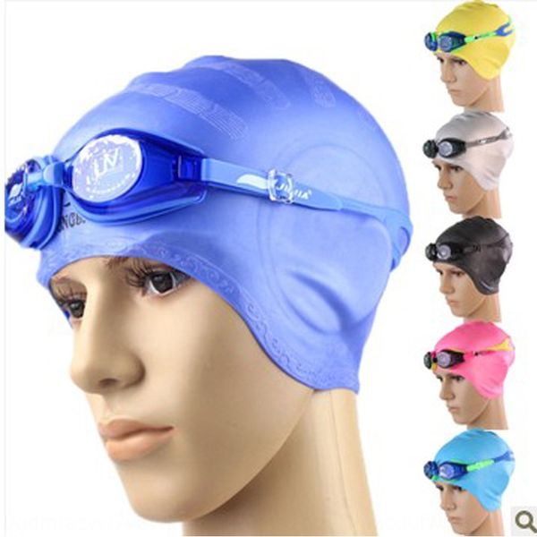 

p6cl1 protection silicone swimming liku hat with earflaps hat with earflaps silicone ear protection cap swimming cap men's and women&#0