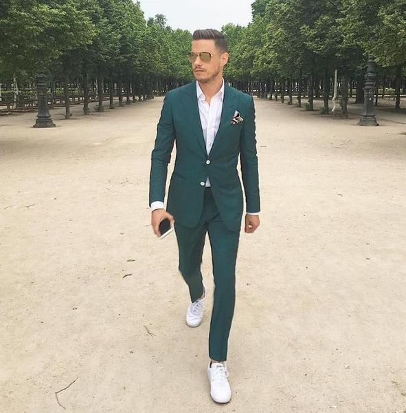 

latest tpsaade slim fit mens prom suits peaked lapel wedding suits for men tuxedos 2 pcs blazer terno masculino jacket pants, White;black