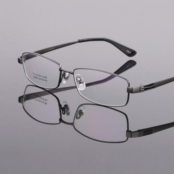 

width -140 pure titanium men eyeglasses frames myopia optial prescription full rim spectacle frames male brand eyeglass eyewear, Black