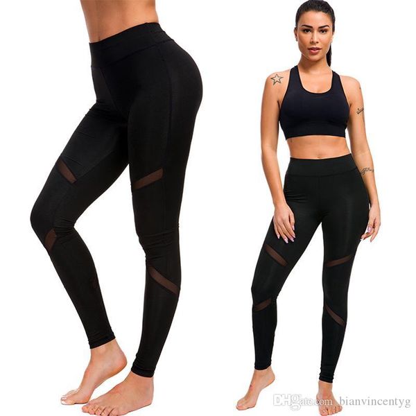 

new women yoga pants push up leggings fitness gym leggins jogging running mesh leggins seamless pants female high waist with pocket, Black;white