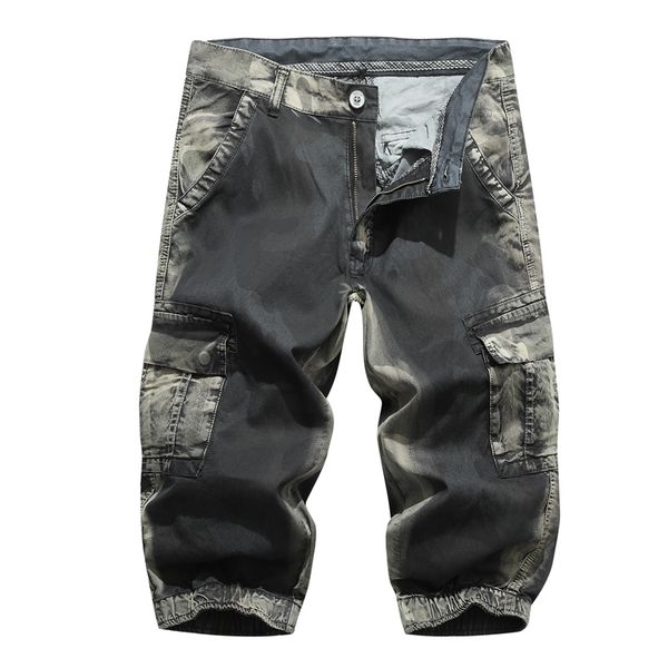 

camouflage camo patchwork cargo shorts men's multi-pocket 2020 summer military tactical shorts male leisure straight short pants, Black