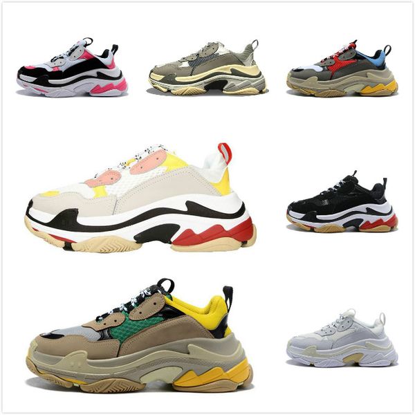 

2020 triple s casual shoes black thick-soled flat shoes paris platform old dad tennis height increasing men women sneakers