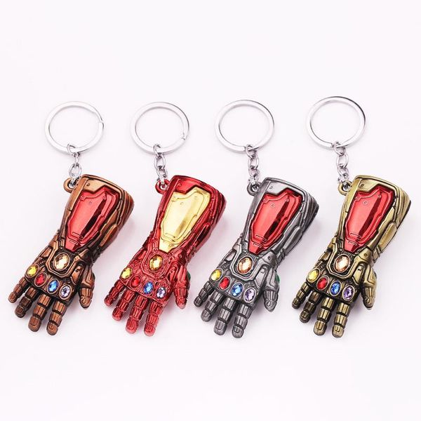 

4 танос бесконечность перчатки рукавицы брелок аниме iron man hand key ring для подарка chaveiro брелок ювелирные изделия украшения, Silver