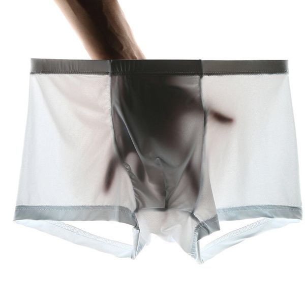 

men's underwear boxers viscose seemless solid breathable cool sense of large size youth fashion four corners underpants, Black;white